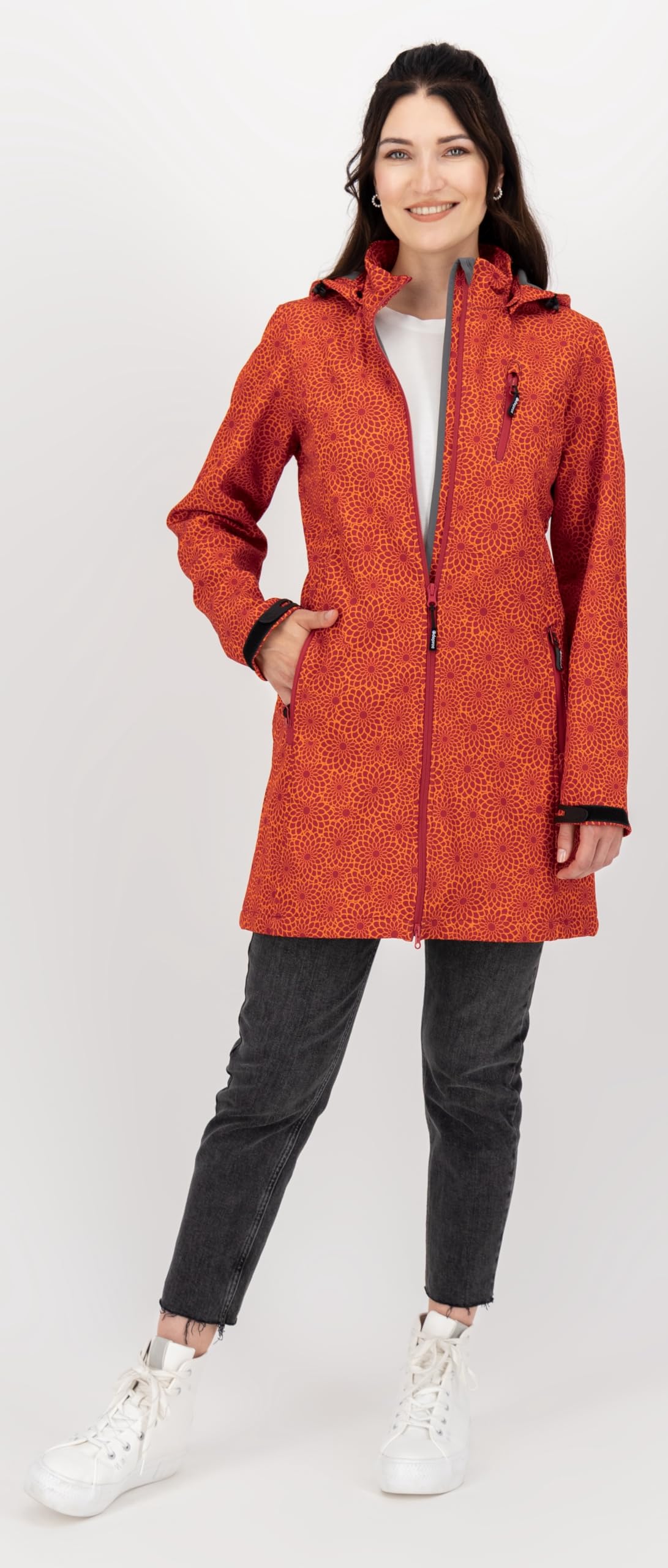 DEPROC A.C.T.I.V.E Płaszcz softshell Kobiety Damen Softshellmantel Mit Abnehmbarer Kapuze Übergangsjacke Kurzmantel Shelby Long