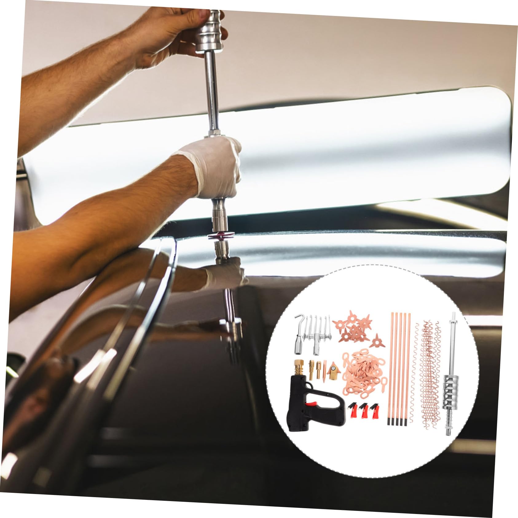 PartyKindom Kit Extractor de Abolladuras para Carrocería de Coche 86 Piezas Hierro Resistente Bricolaje Reparación Automotriz Profesional Extracción de Golpes y Pinchazos