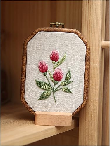 Miniatura 5 de Maydear Paquete de 3 kits de inicio de bordado con patrón, kits de punto de cruz estampados para adultos principiantes con aro de bordado e