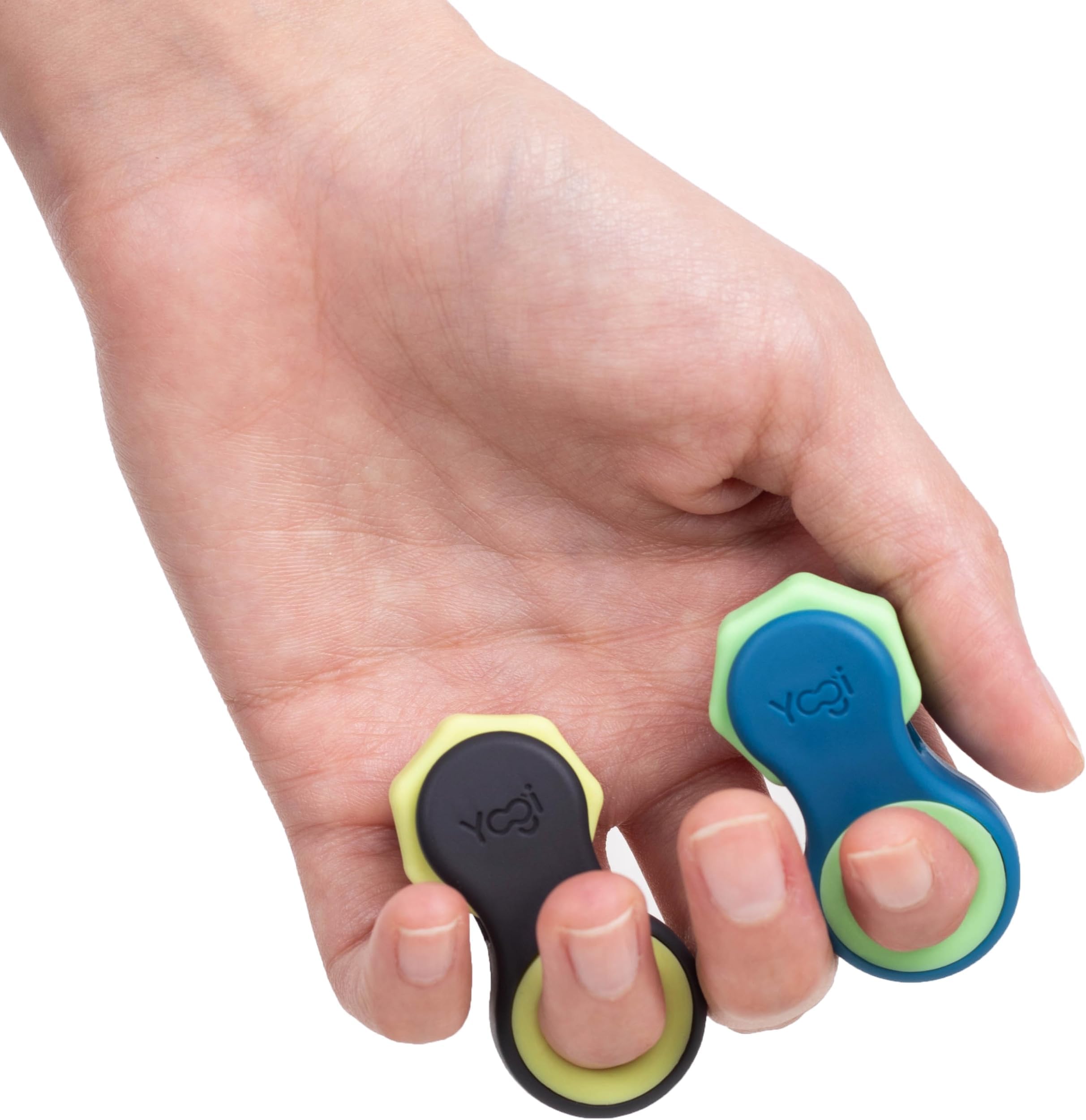 Yogi Fidget Toy for Adults & Kids – Sensory Stress Relief Spinner with 5 Silicone Finger Rings – Quiet Desk Fidget for Focus at Work, School & Travel (2-Pack)
