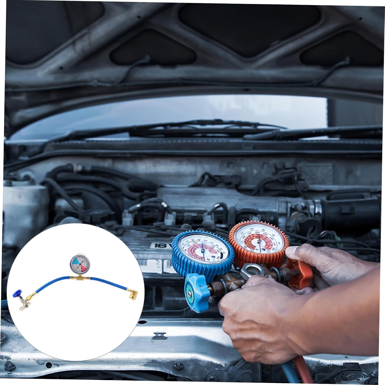 Unomor Charge Hose with Gauge Easy to Install Filling Tube for Charging Vehicle Built Safety Feature for Safe Use