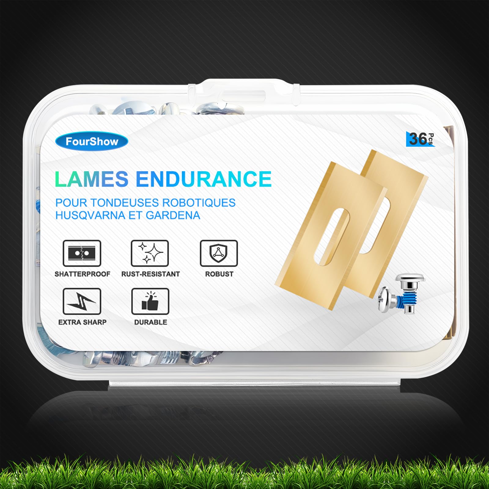 36 pièces de lames Endurance compatibles avec TOUS les robots tondeuses Husqvarna, lames de remplacement durables en titane, y compris des vis avec revêtement de sécurité