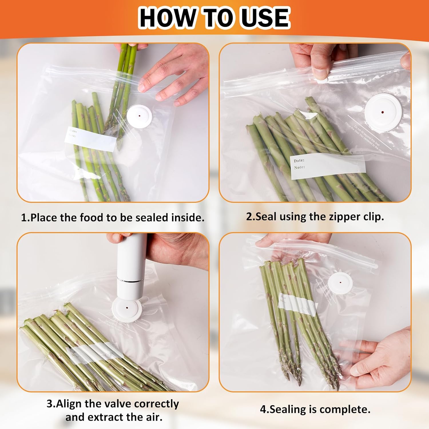 Reusable Vacuum Sealer Bags for Food 60 Pcs 8" x 10" and 10" x 11" Vacuum Sealer Bags for Sous Vide Cooking Freezer Microwave