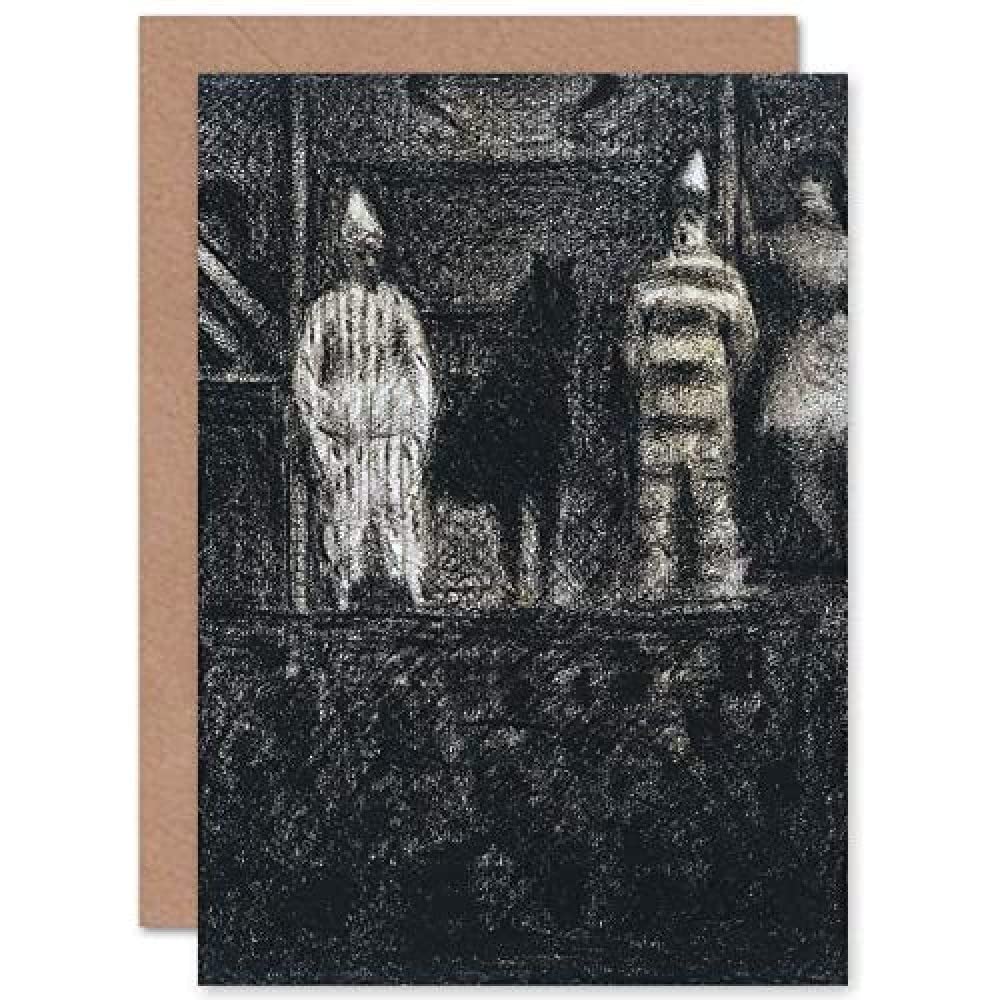 Artery8 Georges Pierre Seurat Sidewalk Show Greeting Card - Grey