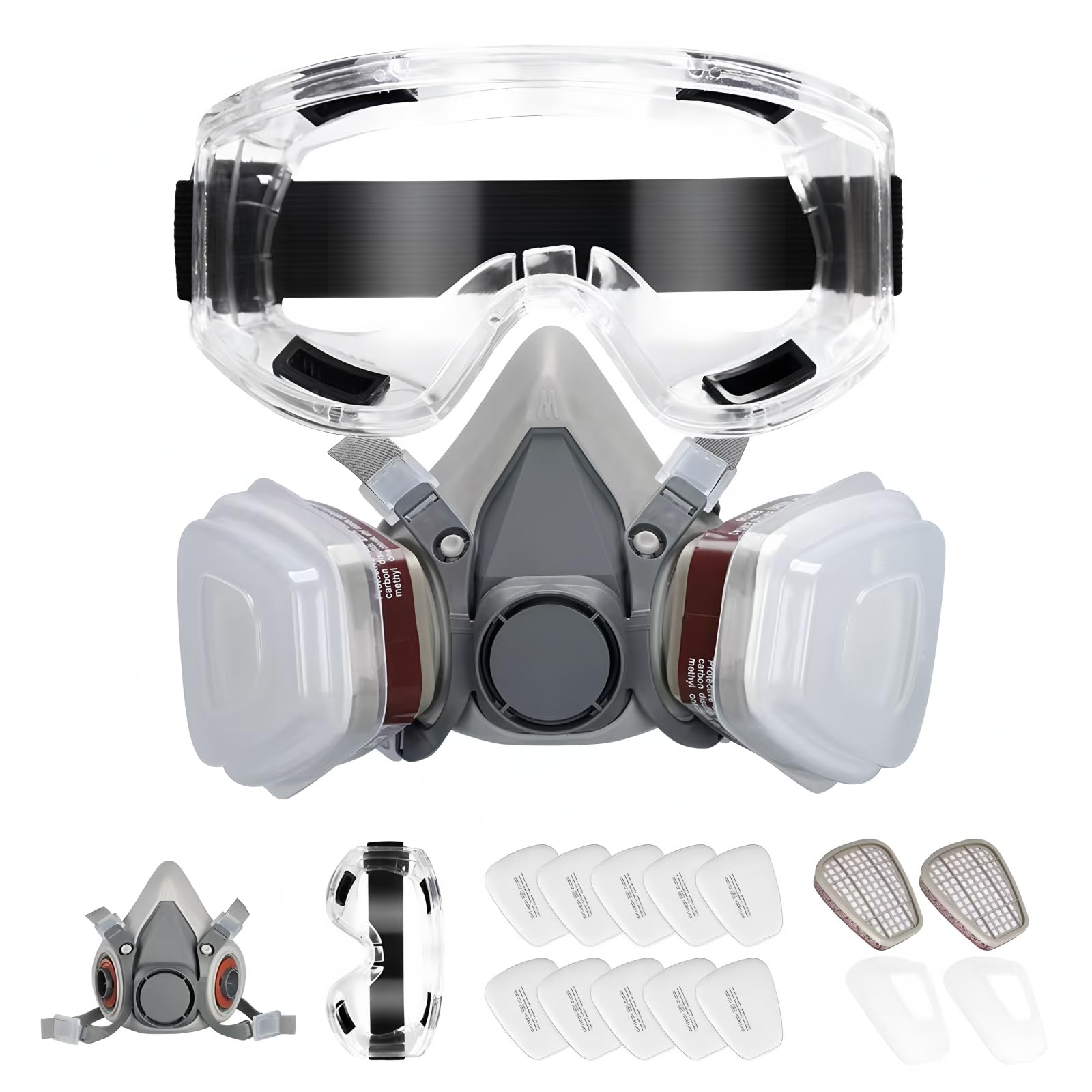 Reusable full face shield against dust, fog, and formaldehyde for painting, felling, welding, dust, polishing, and other protective work.