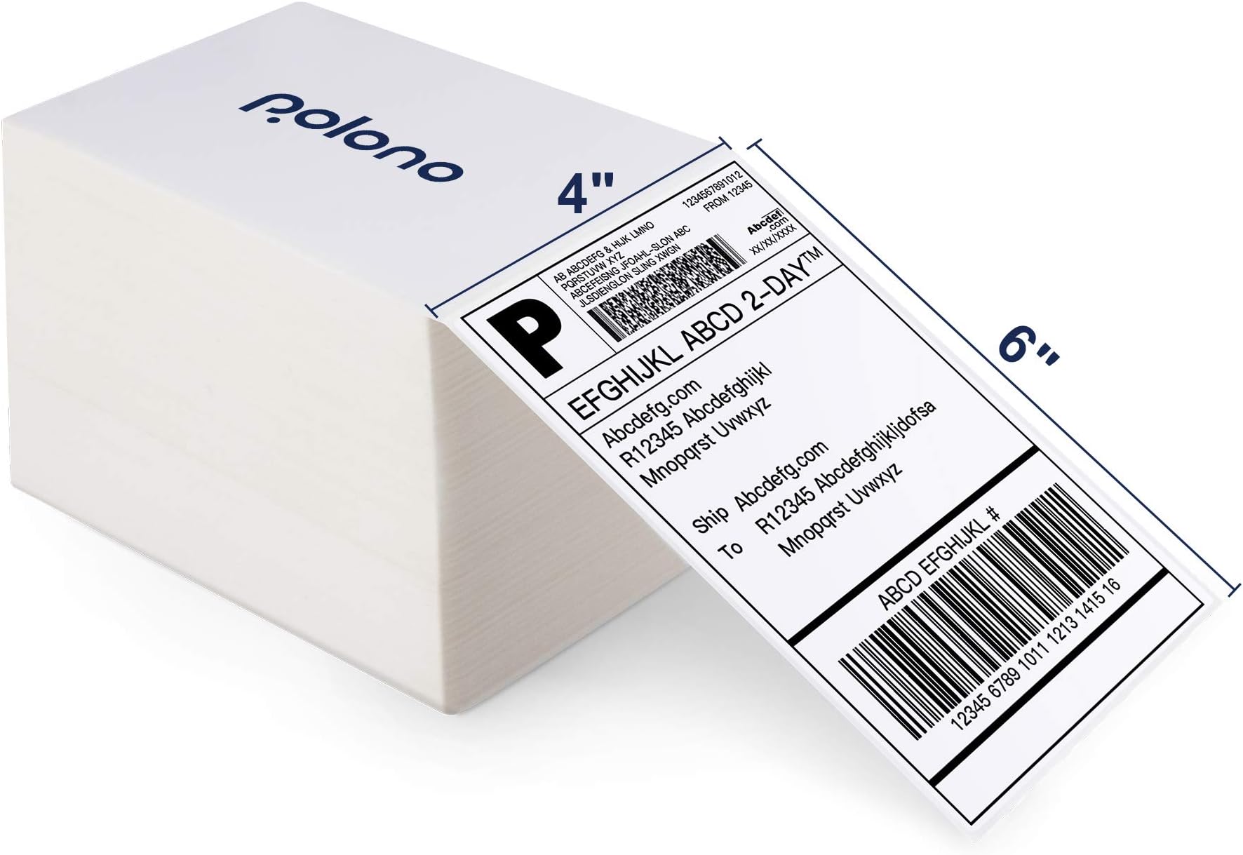Genuine 4" x 6" Direct Thermal Shipping Label, Thermal Label (Pack of 500), Perforated Fanfold Labels Compatible with POLONO PL80E, PL70E, PL60 Label Printer, BPA & BPS Free, Commercial Grade