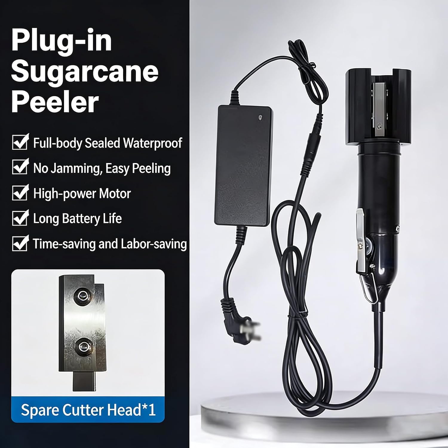Pelador eléctrico automático de caña de azúcar, máquina raspadora de alta velocidad para pelar frutas y verduras, hoja de acero inoxidable de 7500 rpm