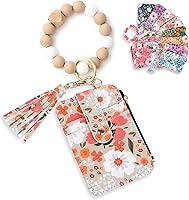 Angyape Boho Beaded Wristlet Wallet Keychain for Women - Credit Card Holder Small Purse with Tassel Silicone Charm