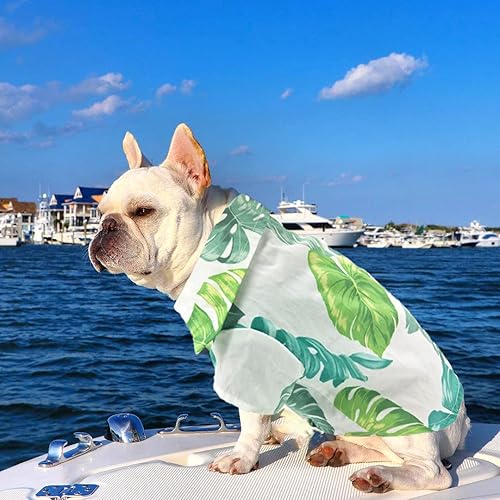 Miniatura 3 de Camisa hawaiana para cachorros, chaleco de solapa con estampado de hojas, camiseta polo de verano, ropa para mascotas, ropa para perros pequeños y