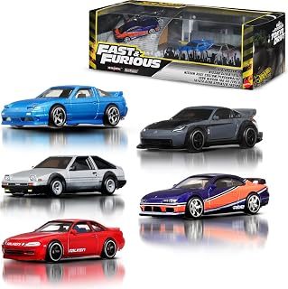 Hot Wheels Premium Fast & Furious Tokyo Drift 5-Pack: 1:64 Die-Cast Nissan Silvia S15, Skyline GT-R R33 & More in Collector's Box