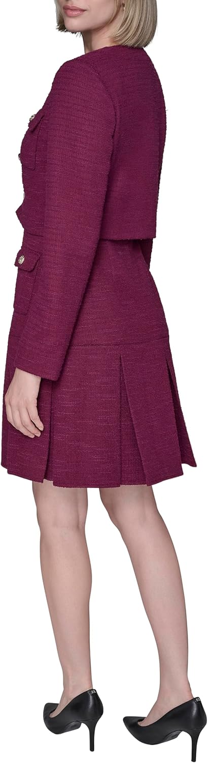 Karl Lagerfeld Womens Long Sleeve Embellished Tweed Cropped Jacket - Image 4