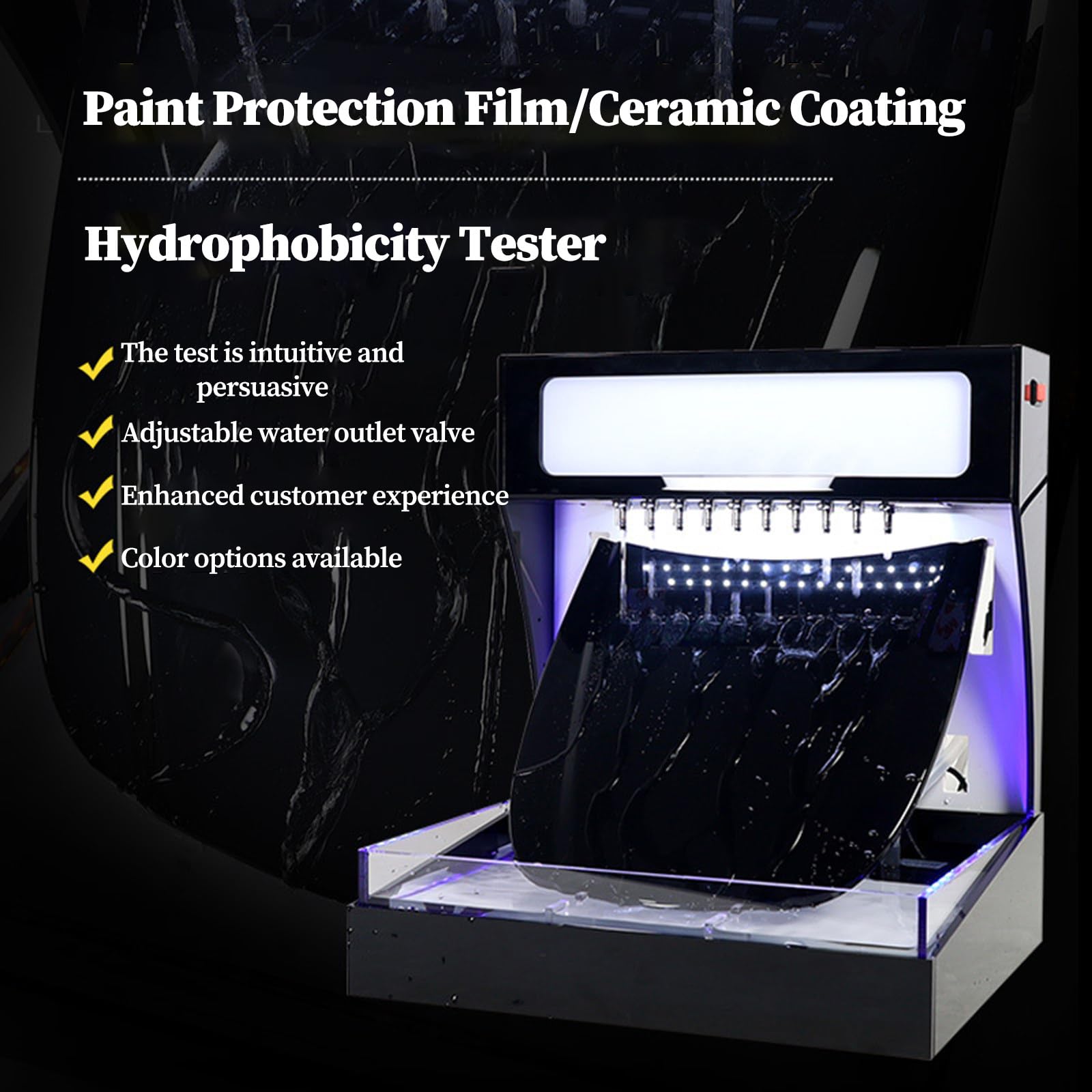 Macchina per Test Idrofobici, Tester di Goccia d'Acqua per Rivestimento idrofobo, Flusso d'Acqua Regolabile per Test di Rivestimenti automobilistici White-Glass