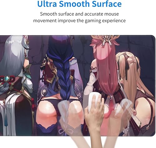 Miniatura 4 de OFF DEPOT Ganyu Shenhe Raiden Shogun Yae Miko Genshin Impact Fischl - Alfombrilla grande para mouse para juegos XXL, alfombrilla extendida de