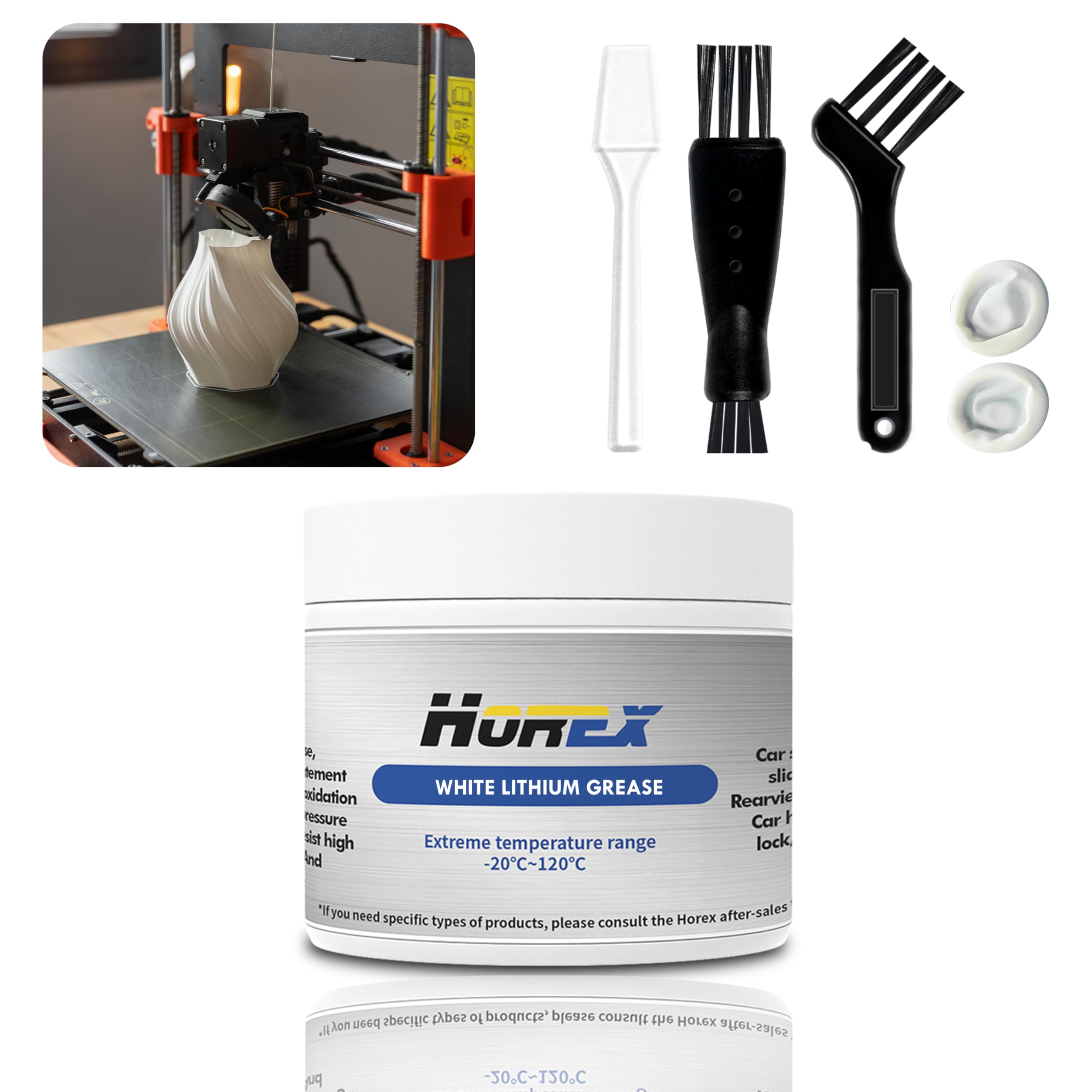 3D Printer Lithium Grease 50g Lubricant Printing Machine Lead Screw Gear Reduce Noise CNC Axis Linear Rail Guide Metal Motor Track for En der 3 5 V3 SE Office Home Accessories Equipment