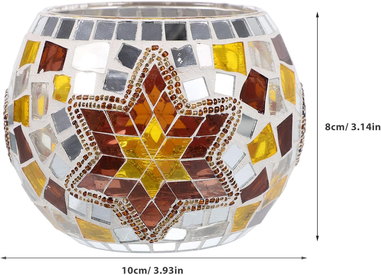 Handcrafted Mosaic Glass Candleholder Set, 2 Pieces Decal Table Candle Holders for Dining Room and Restaurant Decor