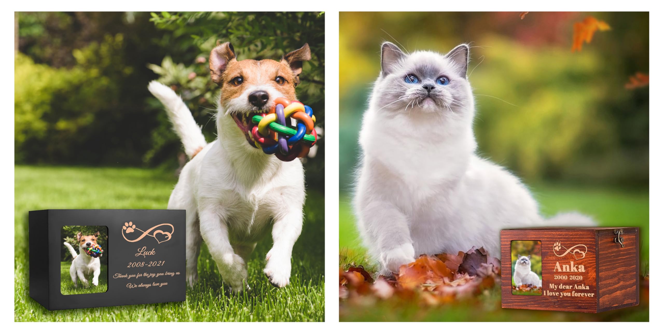 Urna in Legno per Animali Domestici Personalizzata con Nome, Data e Testo,Urna per Animali Domestici Personalizzata Scatola in Legno Souvenir Per Cani, Gatti, Conigli e Uccelli (Incisione)