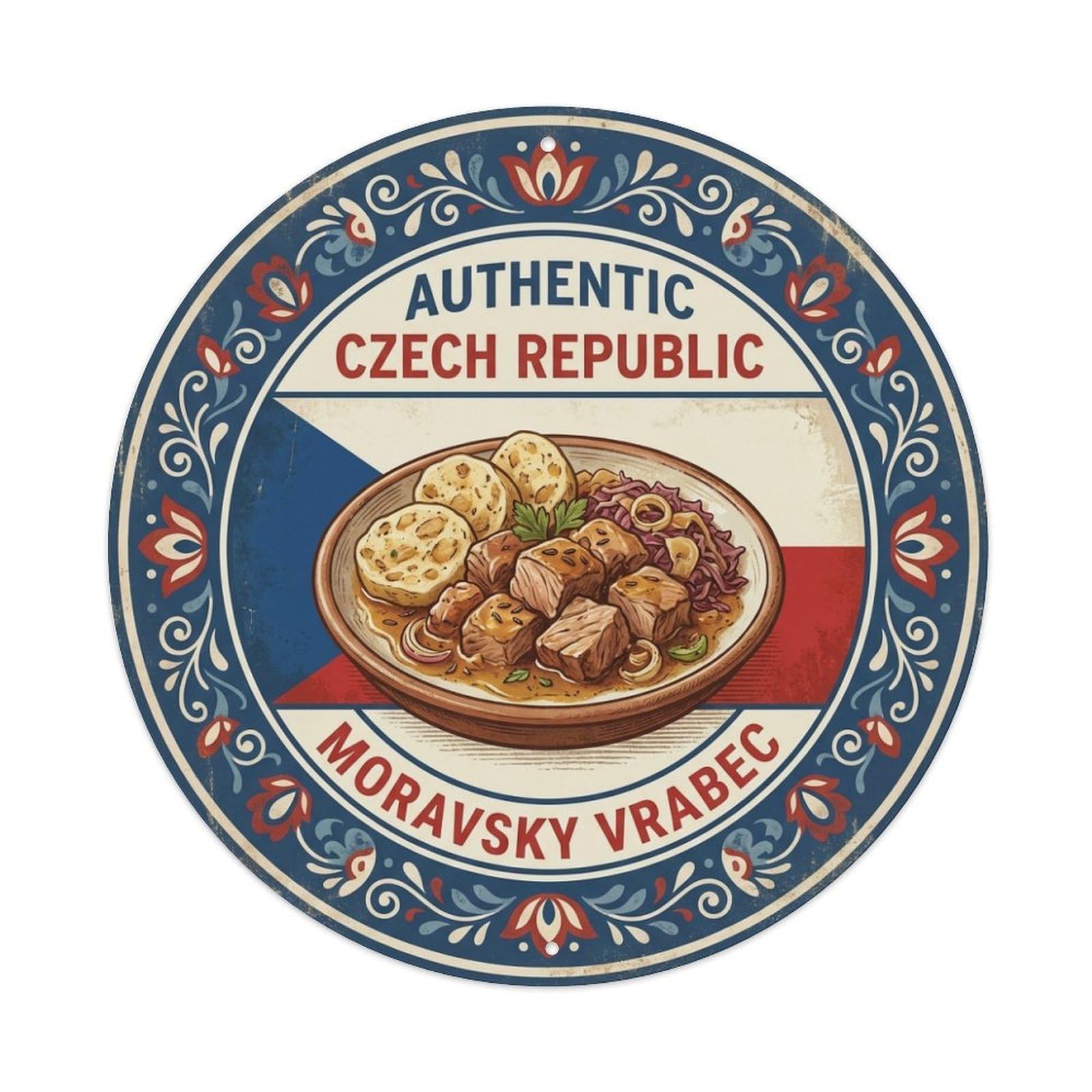 Olhnbad Style Czech Republic Moravian Pork Travel Meat Dish Cuisine Metal Tin Sign