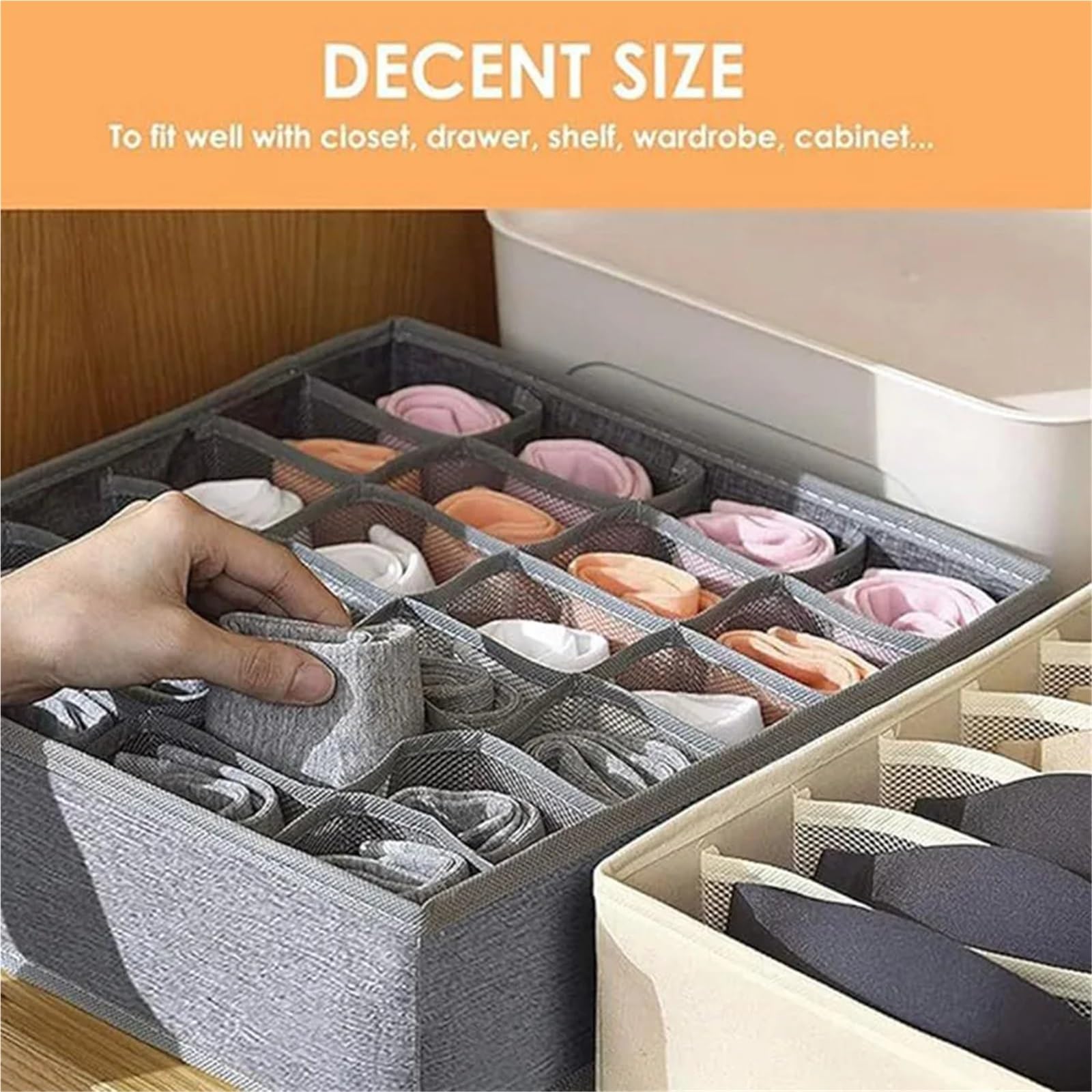 2 pezzi di biancheria intima, reggiseni, calzini, scatola portaoggetti, organizer for cassetti Per Cassetti(24grids-gray)
