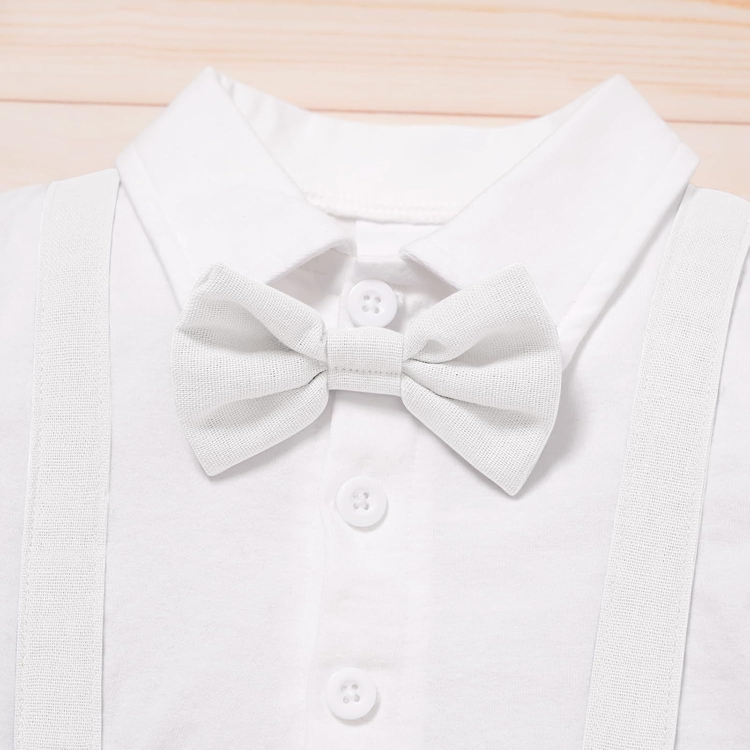 IWEMEK Toddler Boys Suspender Shorts Set, Baby Formal Suit with Bow Tie, First Birthday Smash Cake Outfit Summer Casual Wear