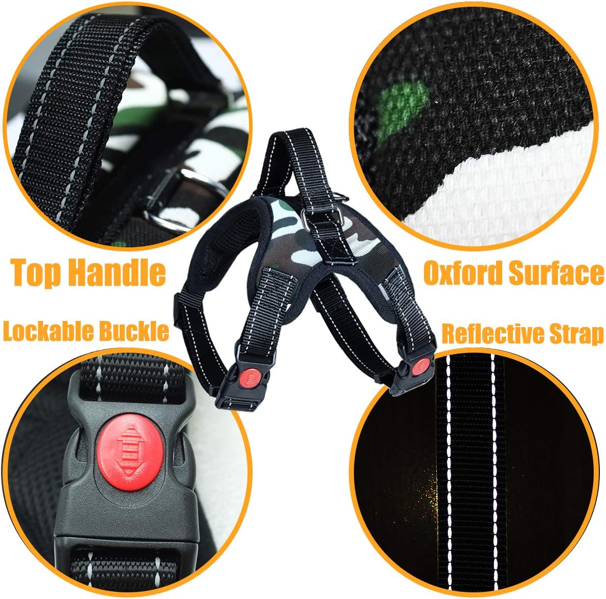 Musonic No Pull Dog Harness Breathable Adjustable Comfort Free Lead Included for Small Medium