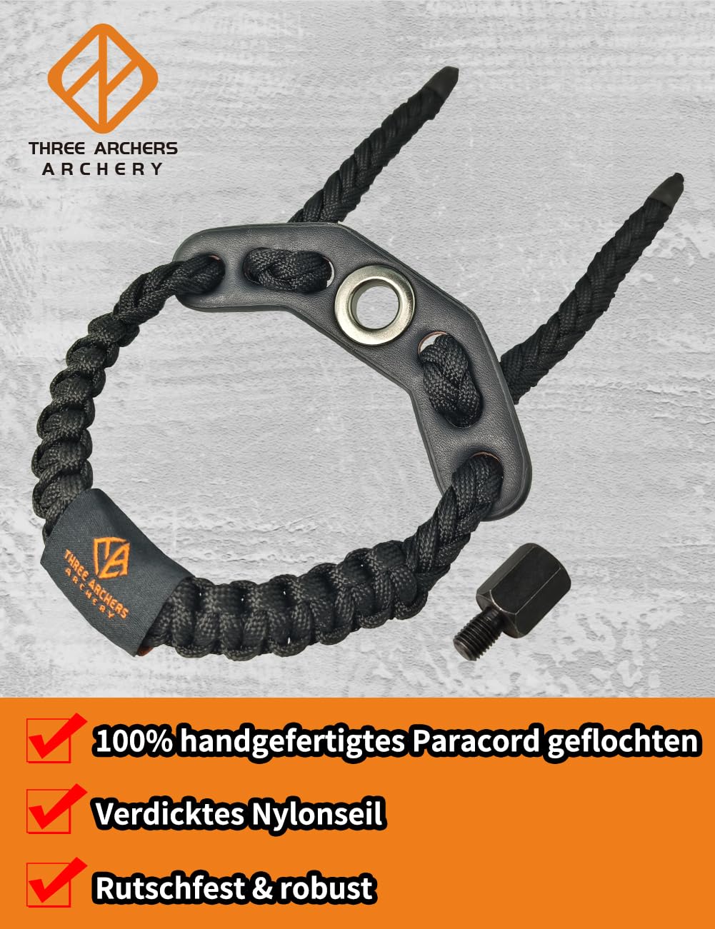 THREE ARCHERS Sangle de poignet réglable pour tir à l'arc - Stabilisateur d'arc et dragonne - Accessoire de chasse et cible - Noir