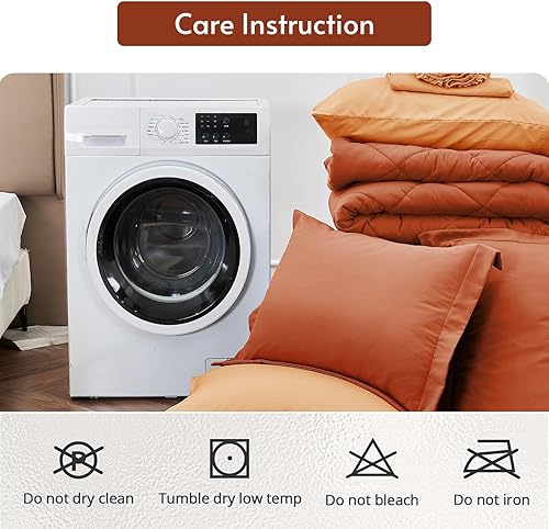 Miniatura 232 de MUXHOMO Juego de edredón Queen de 7 piezas, cama reversible en una bolsa, tamaño Queen, juego de ropa de cama para todas las estaciones con edredón