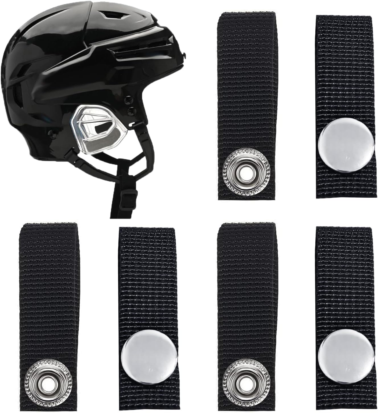6PCS Hockey Helmet Chin Strap Detachable, Helmet Replacement Strap with Single Snap, Detachable Helmet Loop, Ice Hockey Helmet Replacement Strap, Ear Loops Hockey Helmet Accessory Repair Kit