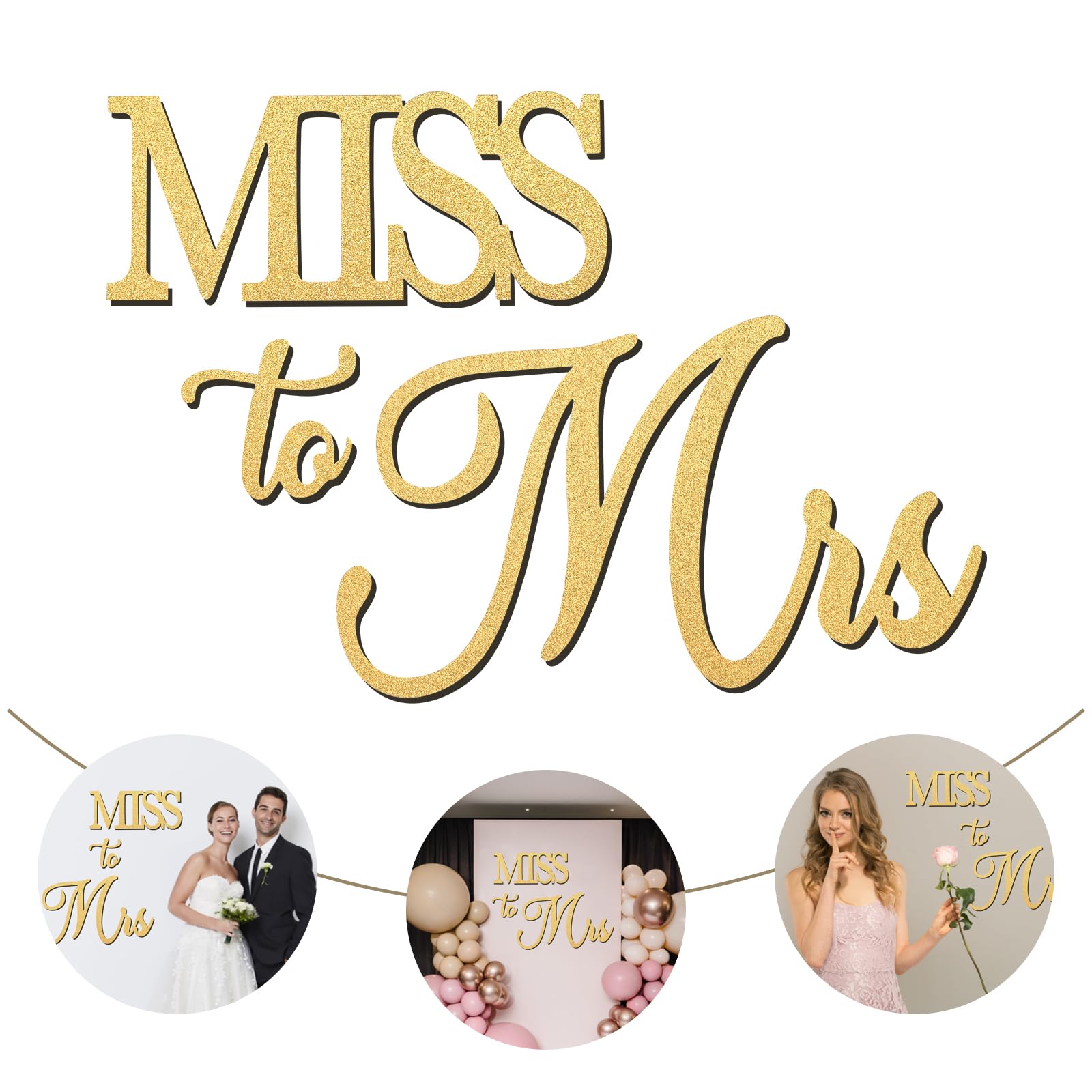 Photo 1 of Miss to Mrs Wood Sign - Glittering Gold- Laser Cut Wedding Decor | Elegant Bridal Shower & Engagement Party Decoration | Bride-to-Be Celebrations