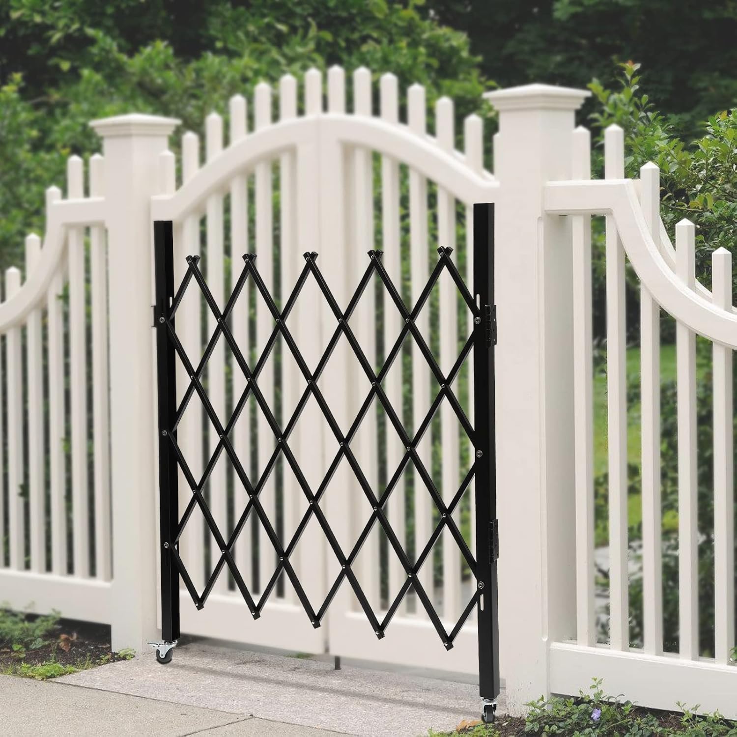 Single Folding Security Gate, Security Door Gate Wall Mounted Scissor Gate Iron&Aluminum Alloy Accordion Security Gate 360° Rolling Barricade Gate Flexible Expanding Security Gate (4.27' H x 36.6" W)