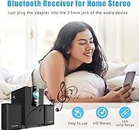 Vista 4 de Adaptador auxiliar Bluetooth, adaptador Bluetooth inalámbrico para automóvil, mini receptor auxiliar portátil de 0.138 in para automóvil