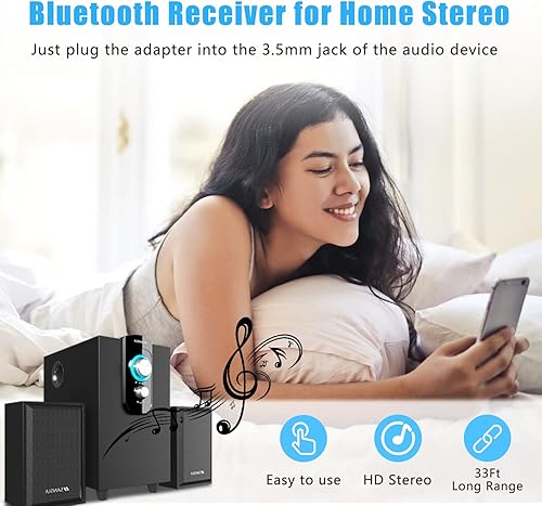 Miniatura 4 de Adaptador auxiliar Bluetooth, adaptador Bluetooth inalámbrico para automóvil, mini receptor auxiliar portátil de 0.138 in para automóvil,