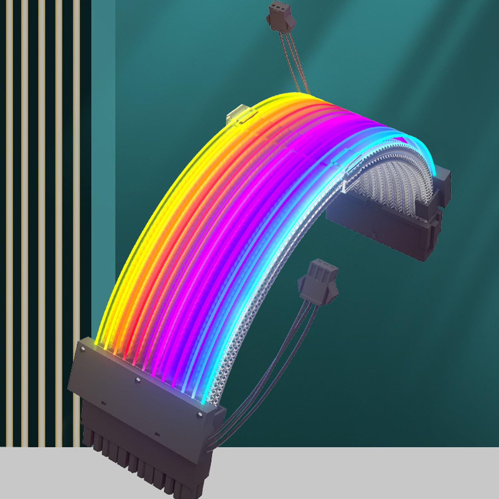 Garsent ARGB Power Extension Kabel, 24 Pin Bunte Beleuchtung Synchron ärmel Kabel für Computer Gehäuse, 41 Stück Kupferdraht, aus Gezeichnete Leitfähig Keit, Plug and Play