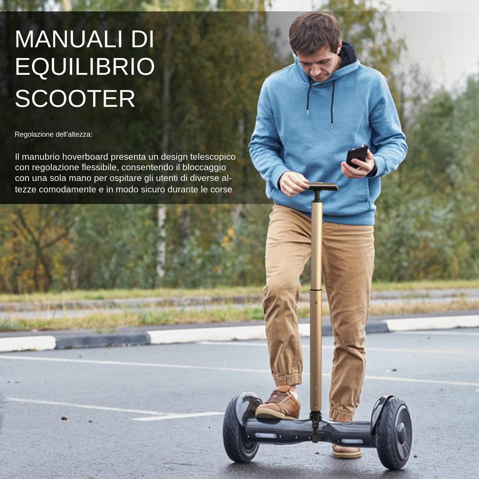 Manubrio per Hoverboard - Barra Manubrio in Lega di Alluminio - Accessori Sicurezza con Presa Antiscivolo per Principianti Monopattini Elettrici