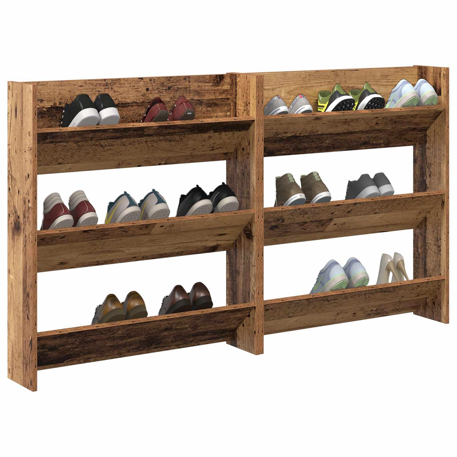 vidaXL Shoe Cabinet 2 pcs Old wood 84 x 18 x 90 cm Engineered Wood, Hallway Shoe Cabinet, Modern Rectangular Storage, Organizing Unit for Footwear, Space Saving Wall Organizer, Compact Rack