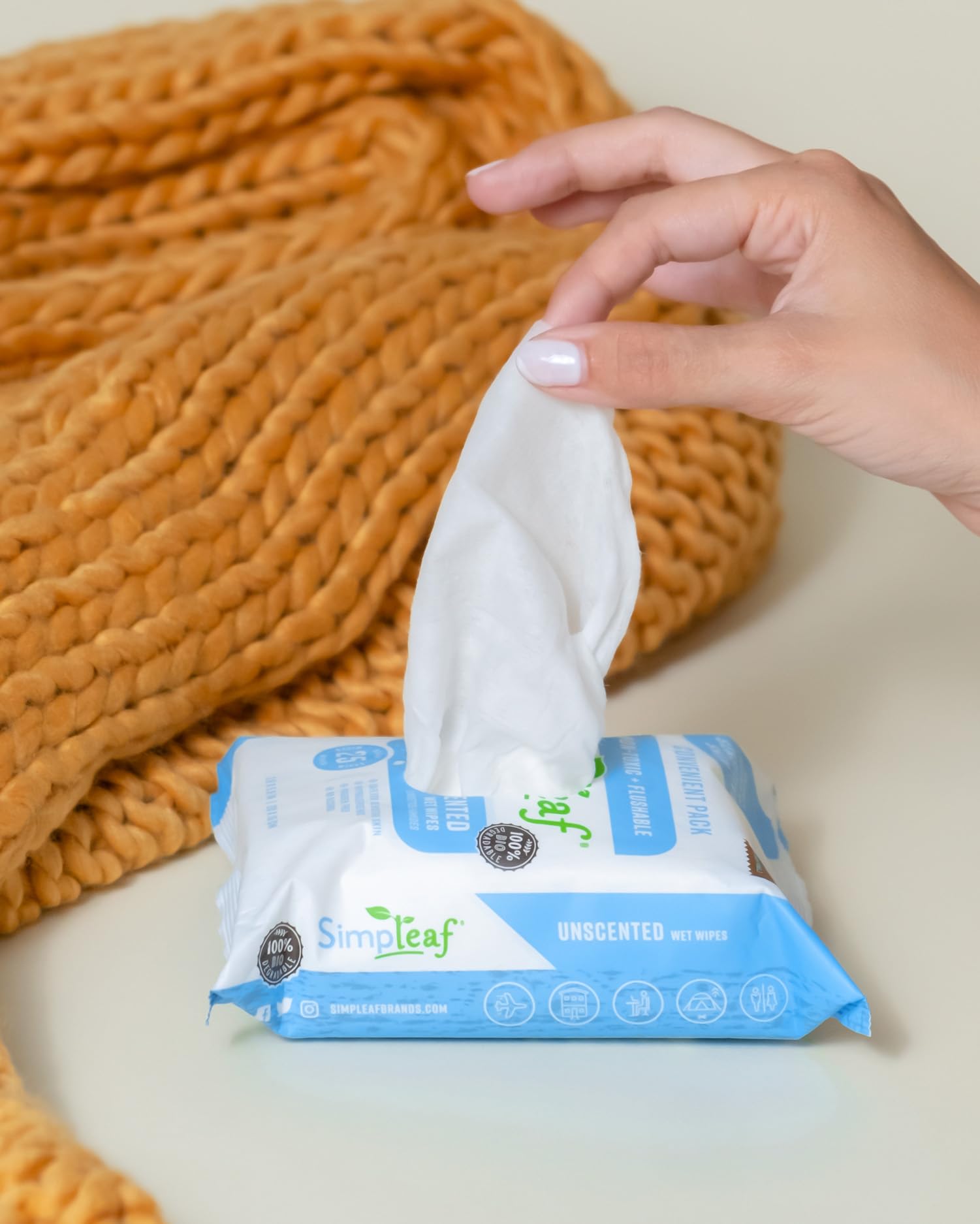 Simpleaf Salviette umidificate lavabili, ecologiche, prive di parabeni e alcool, ipoallergeniche e sicure per pelli sensibili, formula di aloe vera inodore (25 pezzi), 16 confezioni, grandi