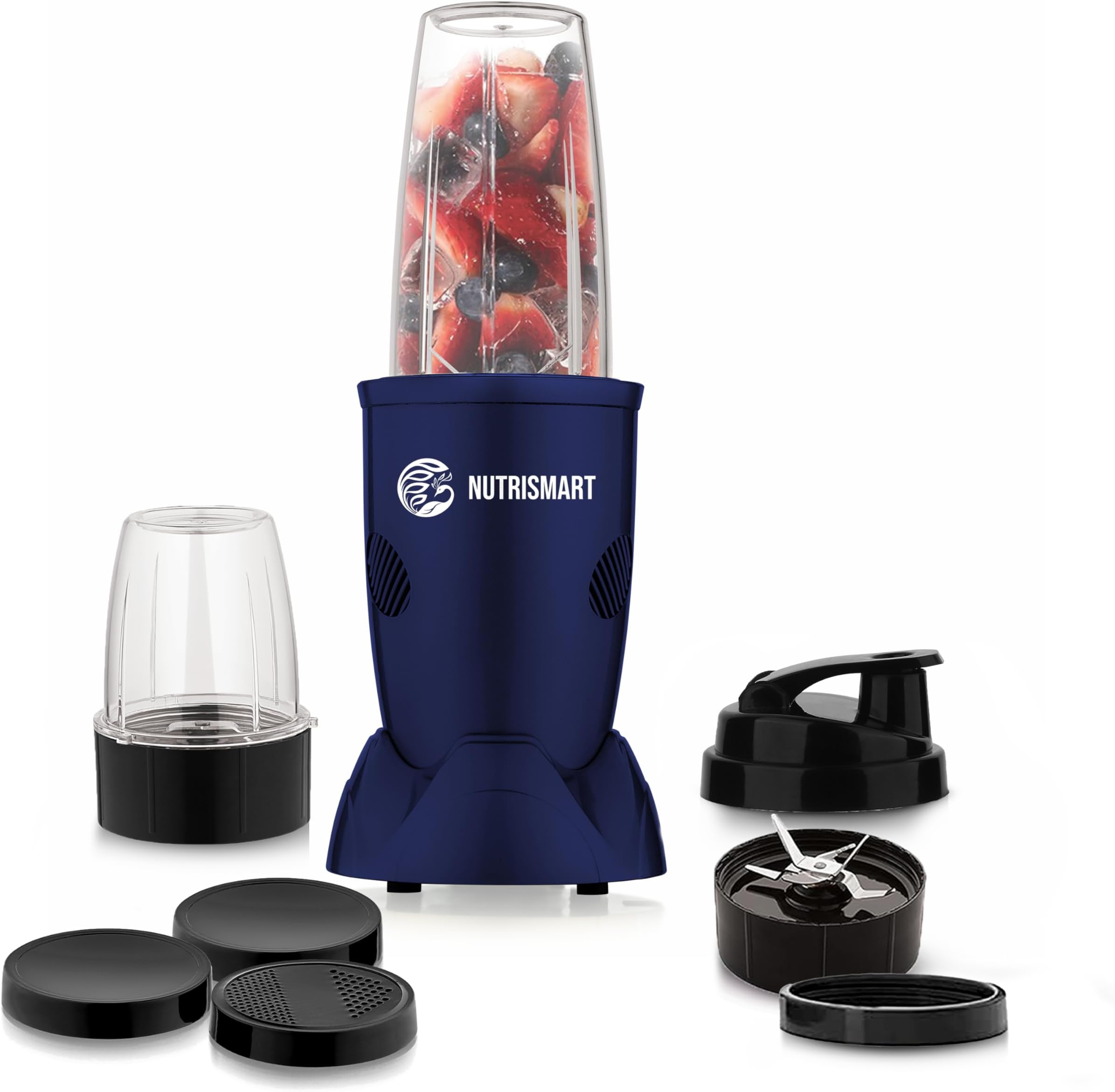 NutriSmart Multifunction Nutri-Blender, 2 Polycarbonate Jars, 500 Watts Powerful Copper Motor, 2 Stainless Steel Blade, Mixing, Grinding, Smoothies, Juicer Maker, Parent (102) (Mate Blue)