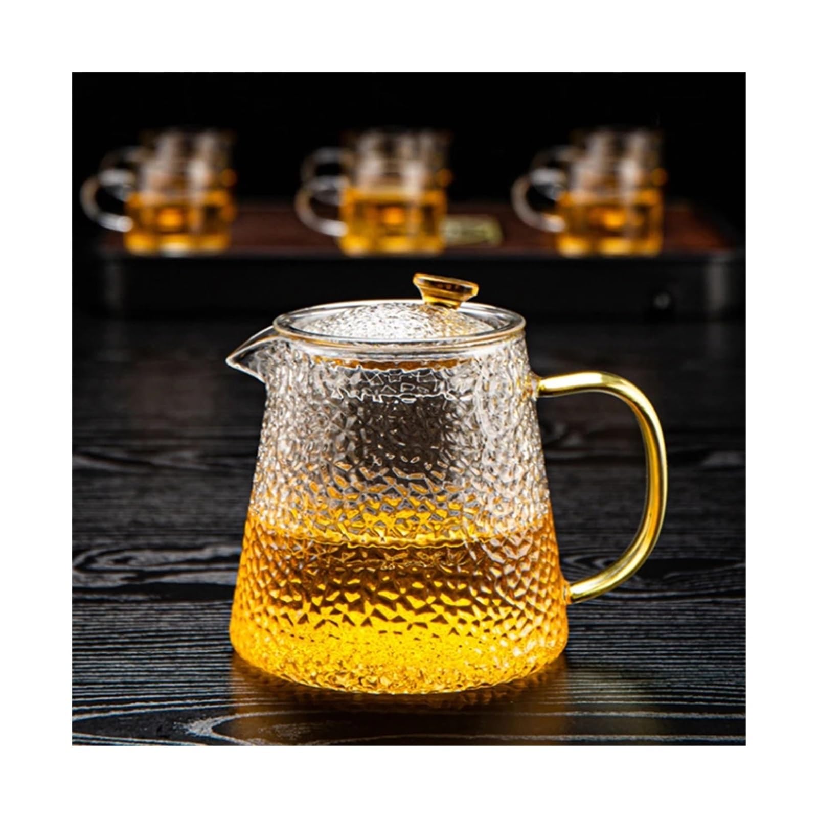 Teiera Teiera in vetro resistente Set da tè cinese Bollitore Puer Caffettiera in Comodo ufficio(600ml)