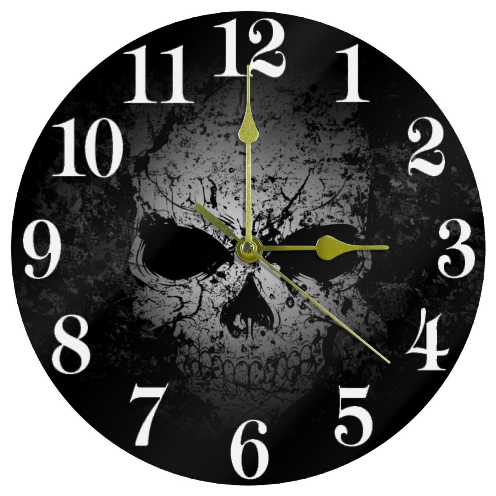 Horloge murale crâne pour cuisine et bureau au design contemporain sombre