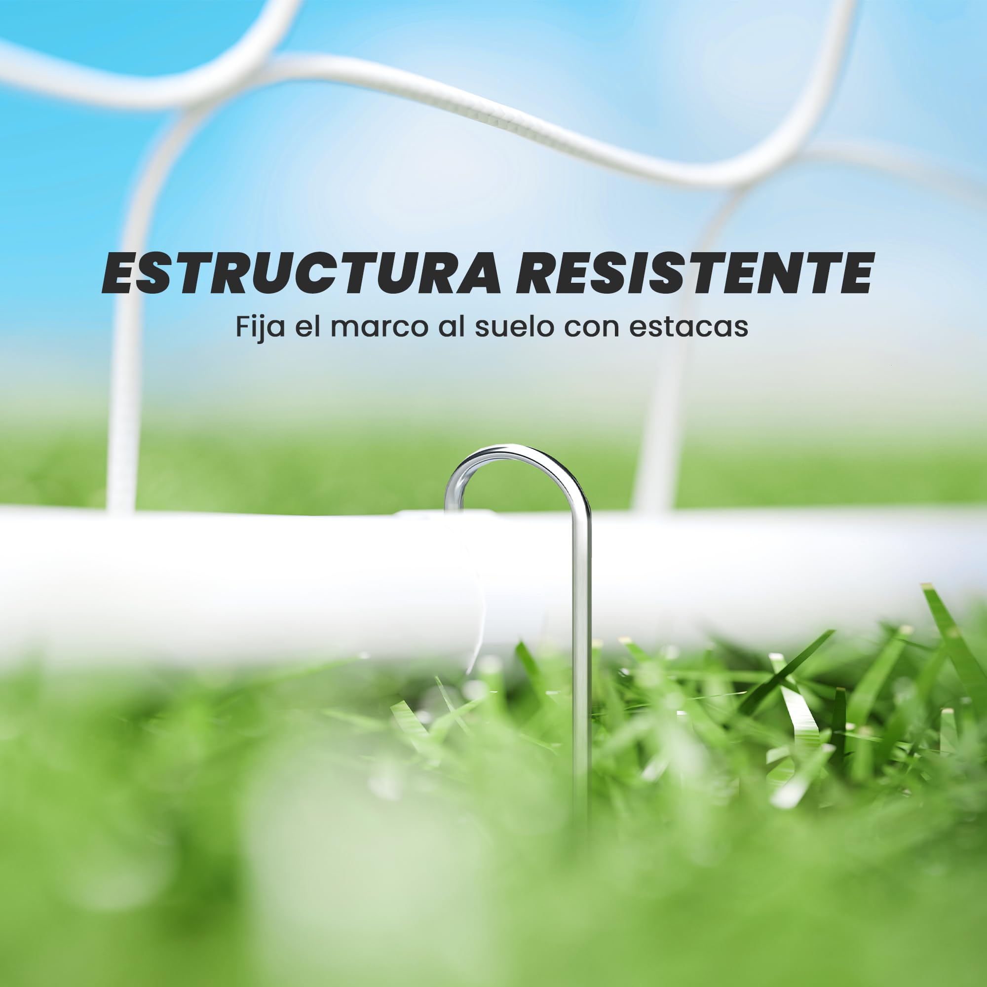 HOMCOM Portería de Fútbol con Soporte de Metal y Red 186x62x123 cm Blanco | Puerta de Fútbol, Entrenamiento, Jardín Aire Libre