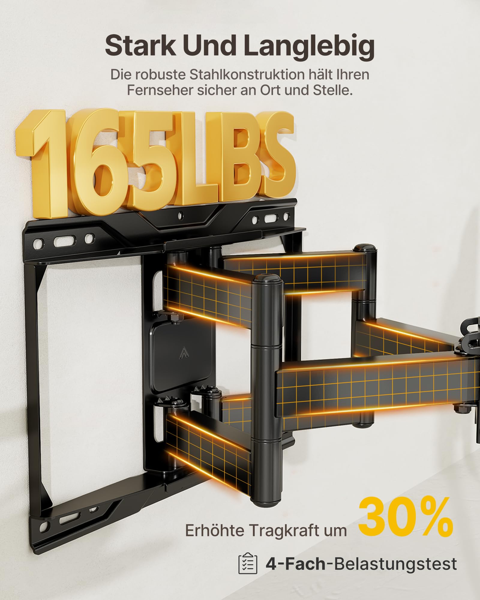 monTEK Vollbewegliche TV Wandhalterung für 37–90 Zoll Fernseher bis 75 kg | Werkzeuglose Neigung, Schwenkbar Wandhalterung Fernseher mit Doppelten Gelenkarmen, Ausziehbar, Stabile, Max. VESA 600x400 mm