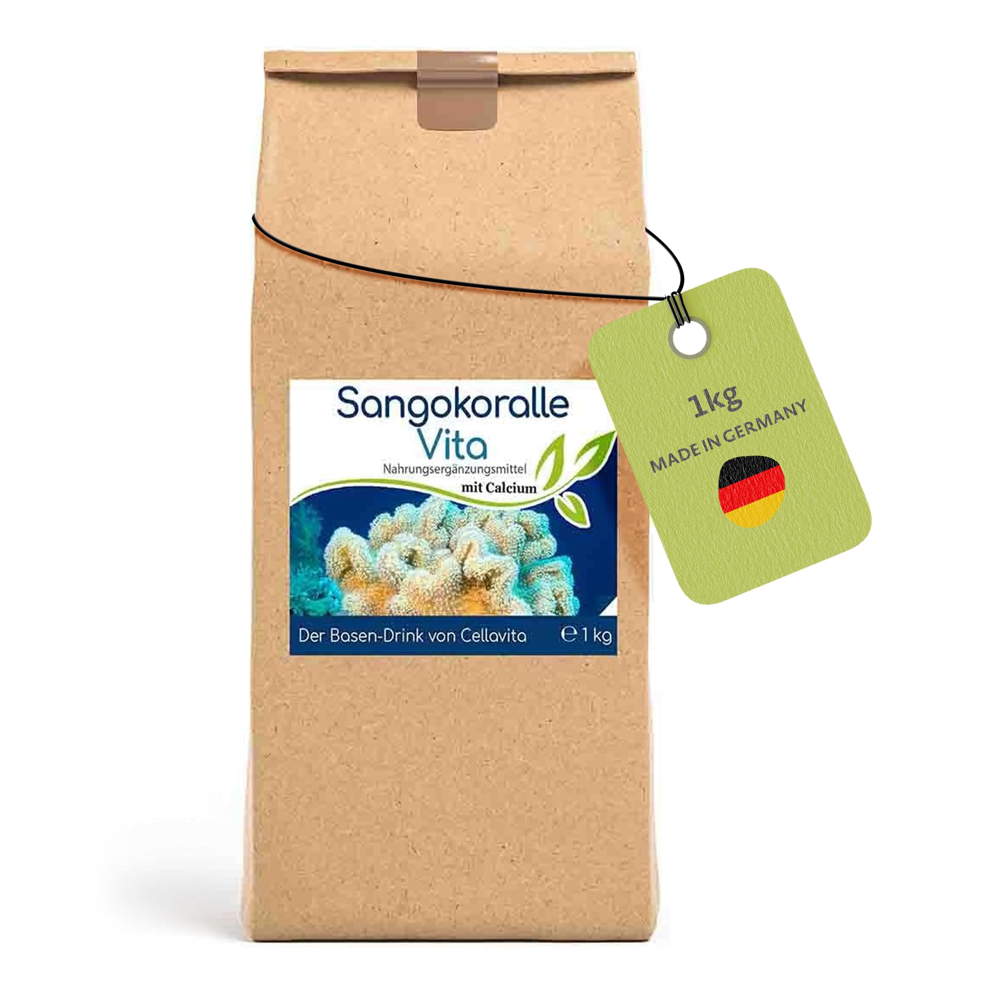 CELLAVITA - Sangokoralle Vita Calcium + Magnesium 1 kg - Natürliche Calciumquelle für den Körper aus SANGO Meereskorallen im 2:1 Verhältnis - Zusatzstofffreies & natürliches Nahrungsergänzungsmittel