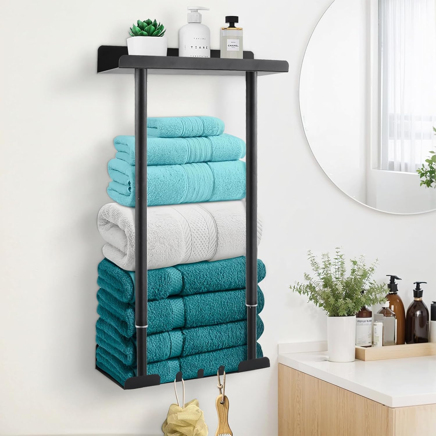 Porte-serviette de salle de bains extensible pour sécher le linge de toute la famille