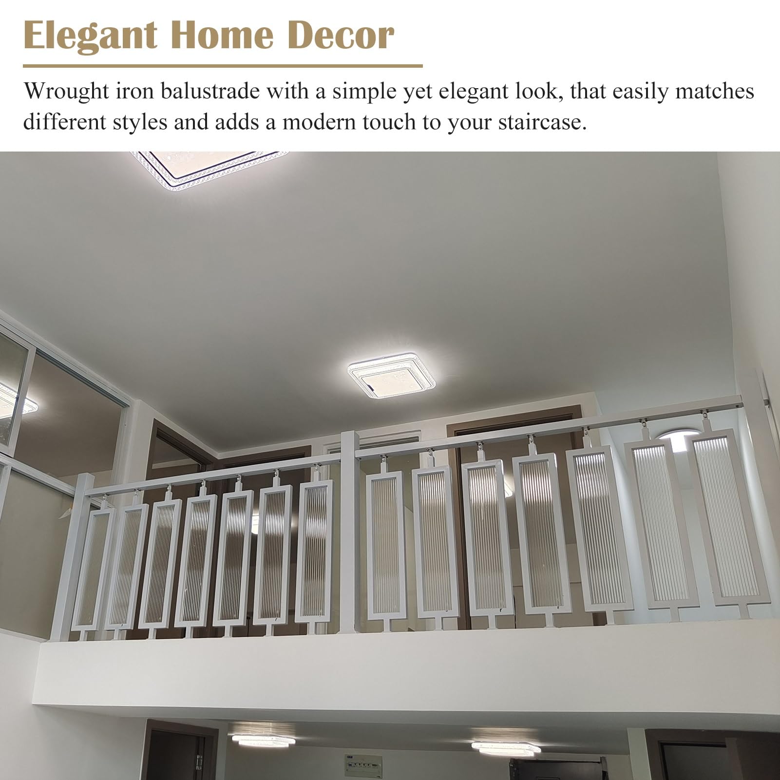 Konfigurowalne nowoczesne żelazne tralki i 75 cm białe hartowane wrzeciona do balustrady pokładowej Home Renovat Solut