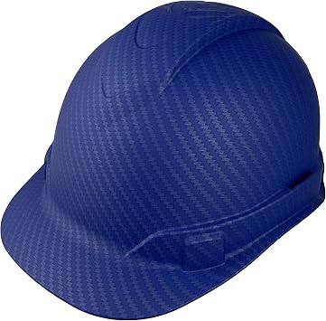 Cap Style Ridgeline Patterned Hard Hat with 6 Point Ratchet Suspension and Hard Hat Tote Blue Graphite