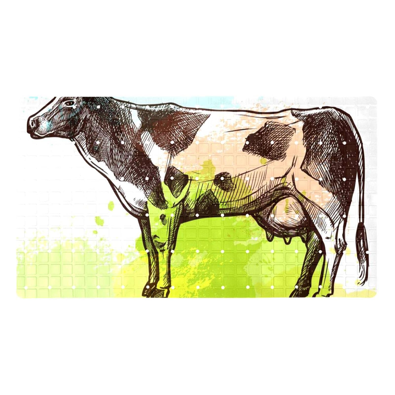 Évitez les chutes sous la douche avec le tapis de salle de bain antidérapant motif vache
