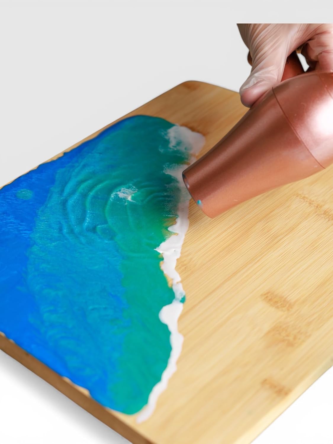 Food Safe Epoxy Resin Kit for Beginners Art Kit DIY Ocean Wave Cheese Board for Home Decor with Eye Candy Mica Powder Coastal Beach Art Ocean Decor Gift for Crafty Mom