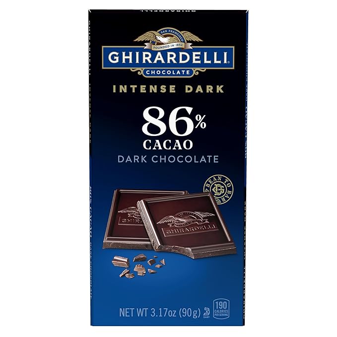 GHIRARDELLI Intense Dark 86% Cacao Chocolate Bar, 3.17 oz – Bold Extra Dark Chocolate with Rich Cocoa Notes