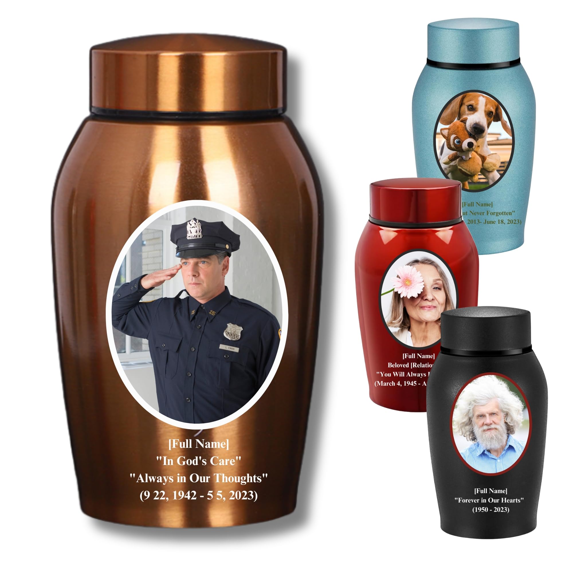 Personalized Titanium Steel Cremation Urn for Ashes - Durable and Elegant Customizable Memorial Vessel with Color Text/Photos - Perfect for Men Women, Custom Pet Cremation Urns