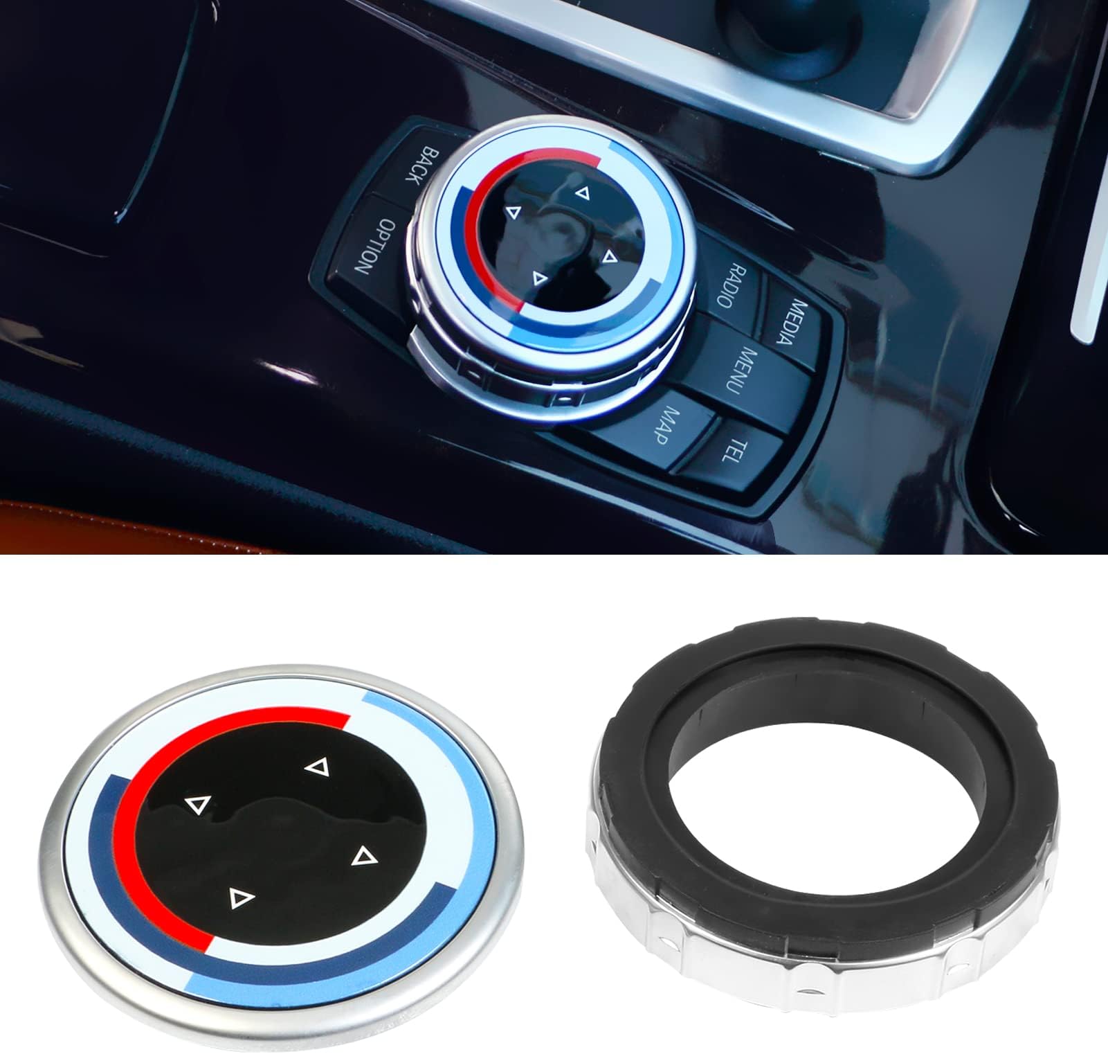 Jaronx Compatible with BMW Multimedia Knob Button Cover, Large iDrive Knob Button Cover Multimedia iDrive Controller Knob for 5' F10 F11/6' F12 F13/7' F01 F02/X3 F25, iDrive Control Knob Button Cover