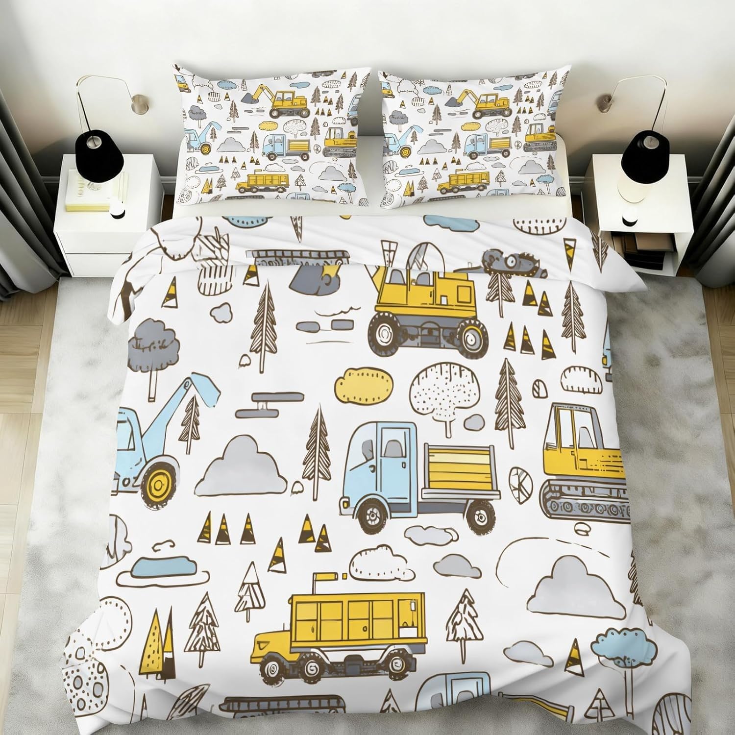 Poszwa na kołdrę 150 kreskówek, zestaw pościeli roboczej z mikrofibry z zamkiem błyskawicznym, miękka dwustronna poszwa na kołdrę 220 x 240 cm i poszewka na poduszkę 50 x 75 cm